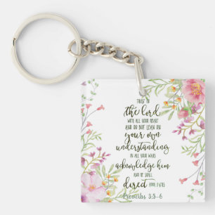 Trust in the Lord floral Key Ring