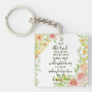 Trust in the Lord floral Key Ring