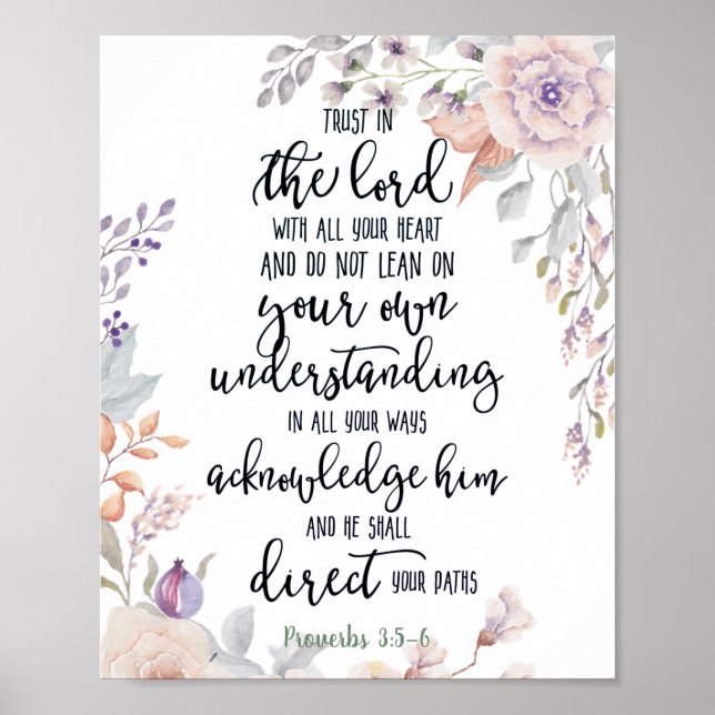Trust in the Lord floral Poster (Front)