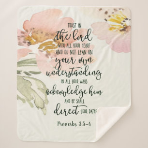 Trust in the Lord floral Sherpa Blanket