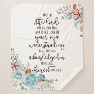 Trust in the Lord floral Sherpa Blanket