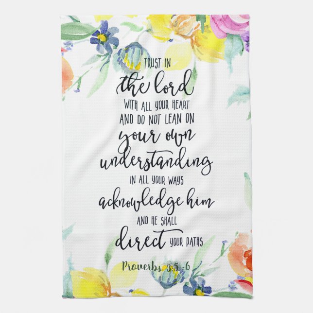 Trust in the Lord floral   Tea Towel (Vertical)