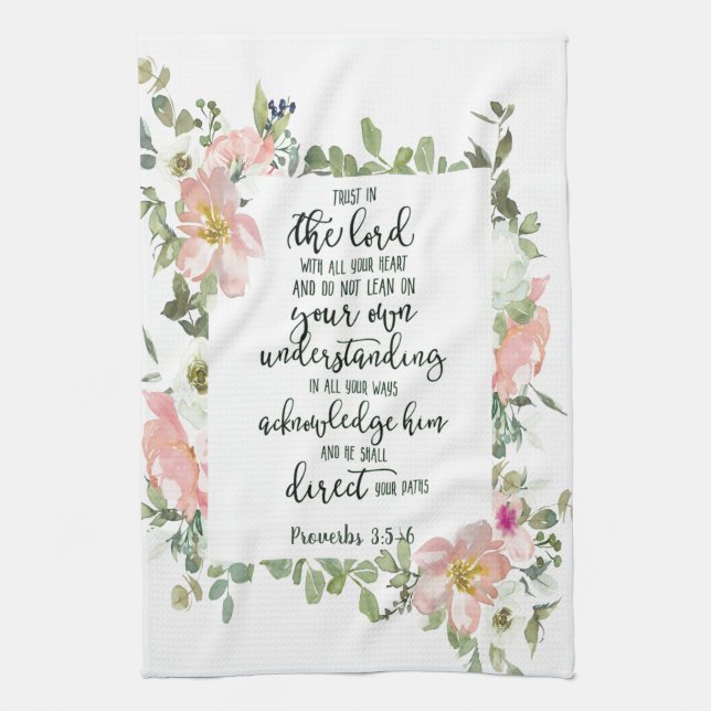 Trust in the Lord floral  Tea Towel (Vertical)