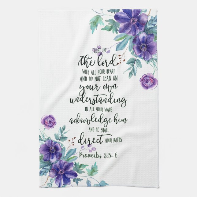 Trust in the Lord floral   Tea Towel (Vertical)