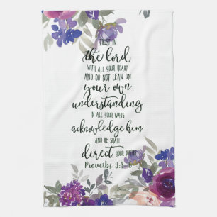 Trust in the Lord floral   Tea Towel