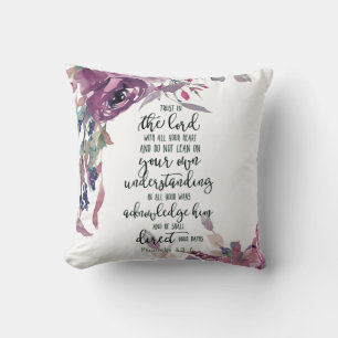 Trust in the Lord floral Throw Pillow