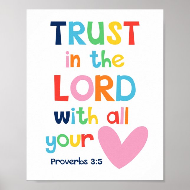 Trust In The Lord Kids Christian Bible Verse Poste Poster (Front)