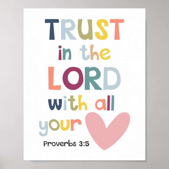 Trust In The Lord Kids Christian Bible Verse Poster (Front)