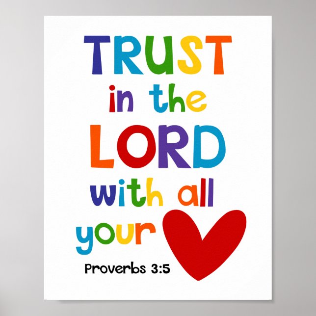 Trust In The Lord Kids Christian Bible Verse Poster (Front)