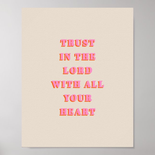 Trust In The Lord Proverbs 3:5-6 Bible Verse Quote Poster (Front)
