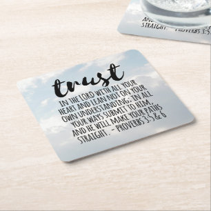 Trust in the Lord Proverbs 3:5-6 Square Paper Coaster
