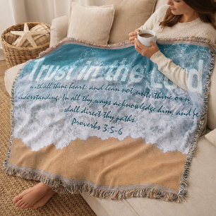 Trust in the Lord Proverbs 3 Coastal Throw Blanket