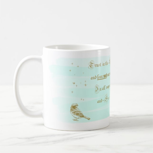 Trust in the Lord Proverbs Aqua Coffee Mug (Left)
