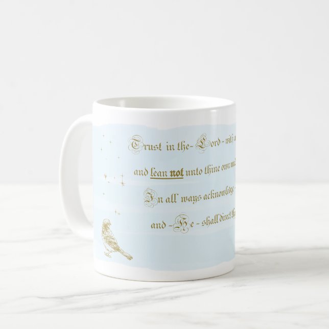 Trust in the Lord Proverbs Calligraphy Mug (Front Left)