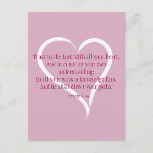 Trust in the Lord Proverbs Christian painted heart Holiday Postcard