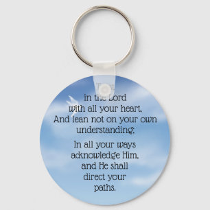 Trust in the Lord Scripture with White Dove Key Ring