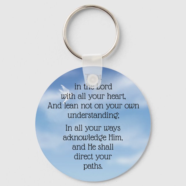 Trust in the Lord Scripture with White Dove Key Ring (Front)
