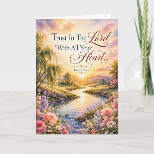 Trust In The Lord Watercolor Scripture Card (Front)