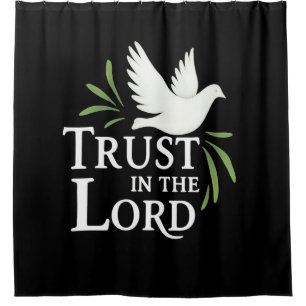 Trust in the Lord White Dove Christian Paper Plate Shower Curtain