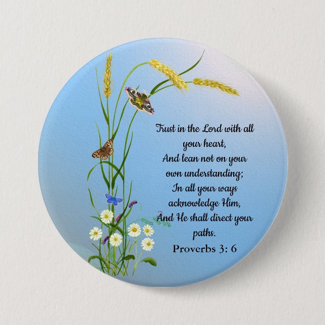 Trust in the Lord with all your heart Bible Verse 7.5 Cm Round Badge (Front)