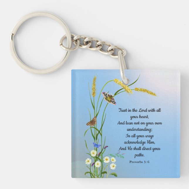 Trust in the Lord with all your heart Bible Verse Key Ring (Front)