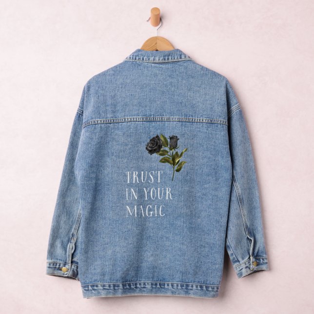 Trust In Your Magic Black Rose Denim Jacket (Hangar)