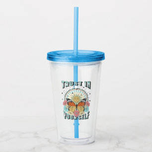 Trust in Yourself Celestial Sun and Butterfly Acrylic Tumbler