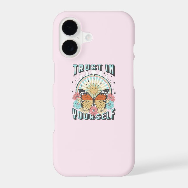 Trust in Yourself | Celestial Sun and Butterfly iPhone Case (Back)