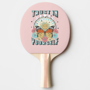 Trust in Yourself Celestial Sun and Butterfly Ping Pong Paddle