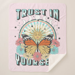 Trust in Yourself Celestial Sun and Butterfly Sherpa Blanket