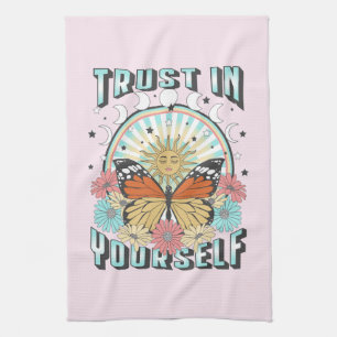 Trust in Yourself   Celestial Sun and Butterfly Tea Towel
