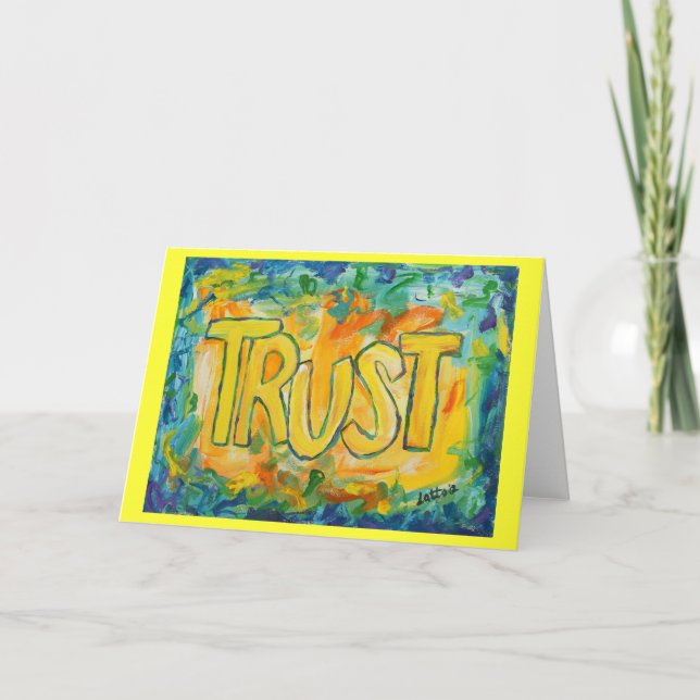 Trust Inspirational Word Art Greeting Cards (Front)