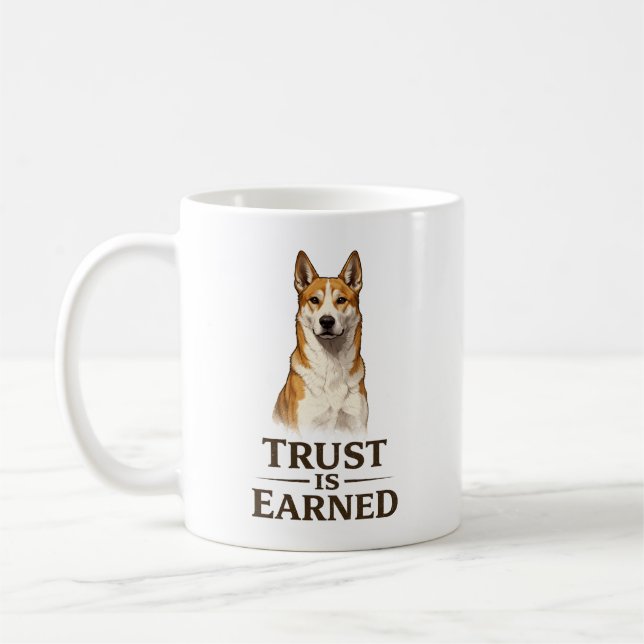Trust Is Earned Canaan Dog black Coffee Mug (Left)