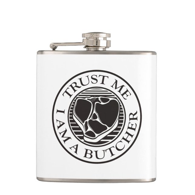 Trust me, I am a Butcher T-bone Hip Flask (Front)