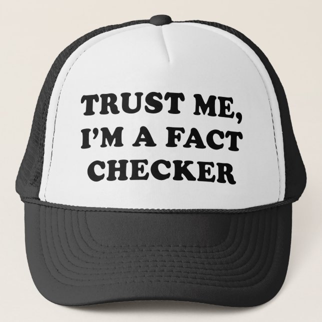Trust Me, I’m A Fact Chequered Trucker Hat (Front)