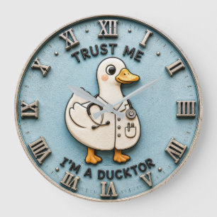 Trust Me I'm a Ducktor Funny Doctor Duck Large Clock