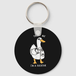 Trust Me I'm A Ductor Whimsical Duck Doctor Animal Key Ring