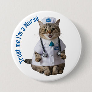 Trust me I'm a NHS nurse, cute cat doctor 7.5 Cm Round Badge