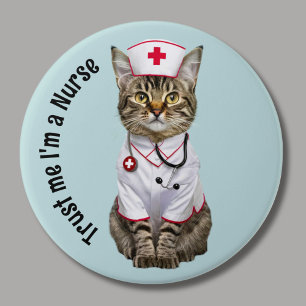 Trust me I'm a nurse, cute cat doctor 7.5 Cm Round Badge
