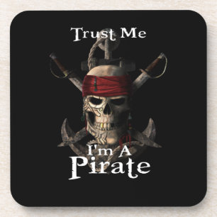 Trust Me I'm A Pirate Skull and Swords Anchor Funn Coaster