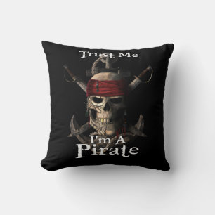 Trust Me I'm A Pirate Skull and Swords Anchor Funn Cushion