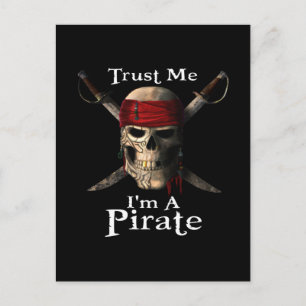 Trust Me I'm A Pirate Skull and Swords Funny Postcard
