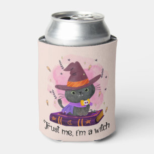 Trust Me I'm A Witch – Witch Cat on Magic Book Can Cooler