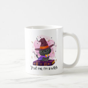 Trust Me I'm A Witch – Witch Cat on Magic Book Coffee Mug