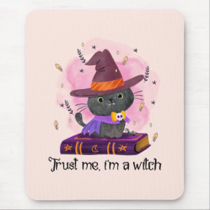 Trust Me I'm A Witch – Witch Cat on Magic Book Mouse Mat