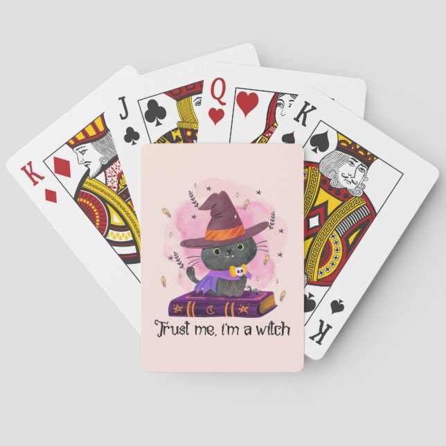 Trust Me I'm A Witch – Witch Cat on Magic Book Playing Cards (Back)