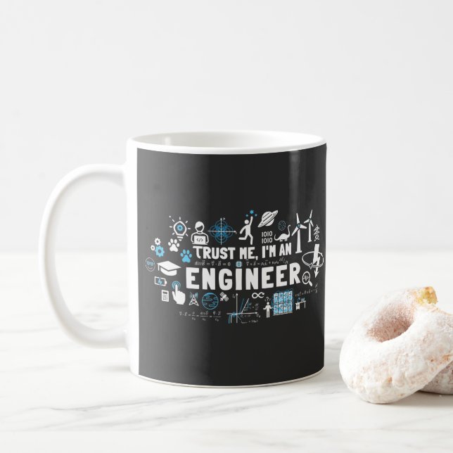 TRUST ME, I'M AN ENGINEER feat Maxwell equations Coffee Mug (With Donut)