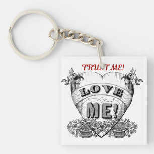trust me, love me, simple classic valentines day key ring