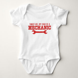 Trust Me My Dad is a Mechanic Baby Bodysuit