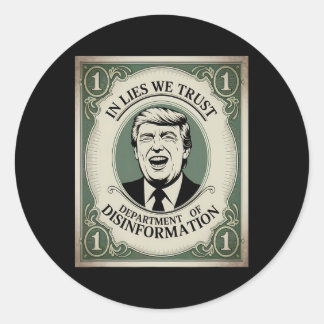 “trust Nobody” - Trump Nknote Parody _1  Classic Round Sticker